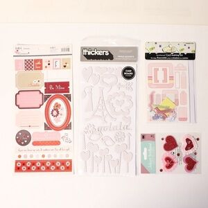 Set of scrapbooking materials new pink stickers handmade card making love paris
